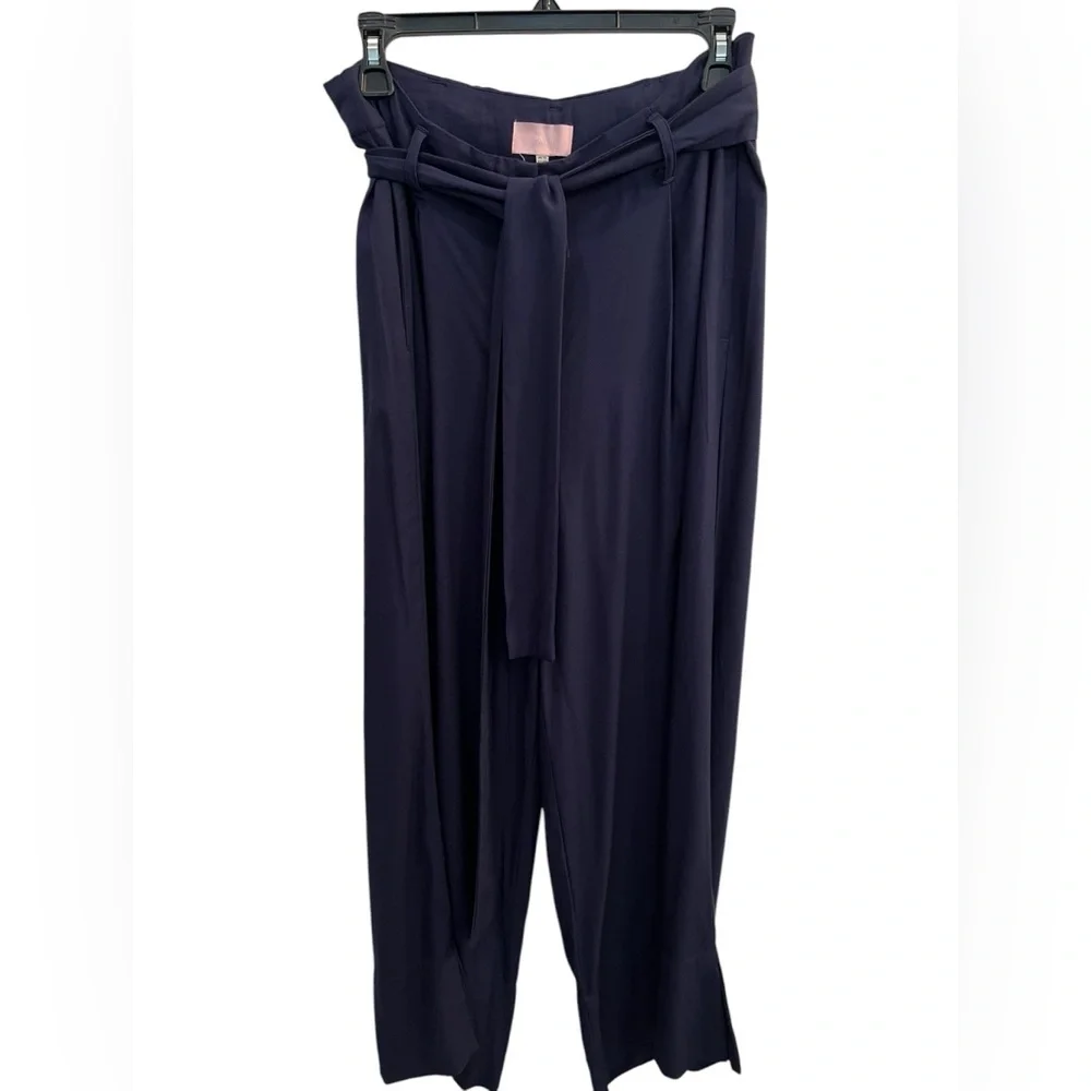 Joules Wide Leg Cropped Tie Belt Pants Navy Blue Size 8 Corpcore, Academia - Picture 8 of 10